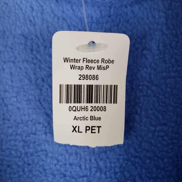 LL Bean Robe Fleece Blue Wrap Tie Belt Pockets Size Womens XLP New Cozy - Picture 5 of 12